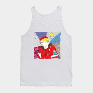 Woman with gift and moon Tank Top